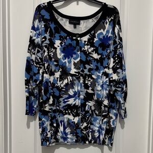 Lane Bryant Blue and Black Floral Cardigan 18/20